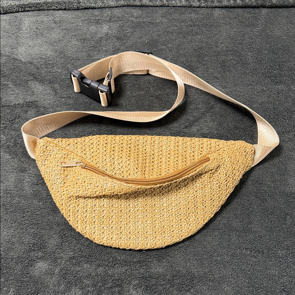 Woven Tan Belt Bag